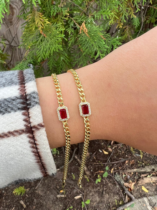 Ruby Centered Chain Bracelet