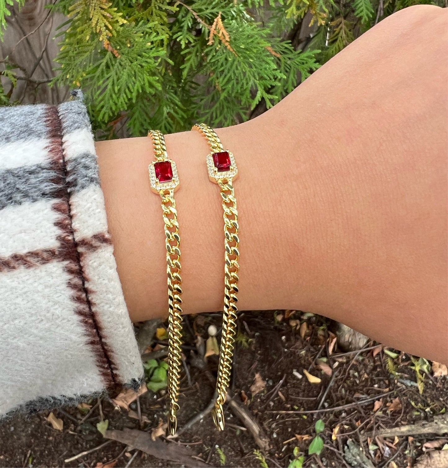 Ruby Centered Chain Bracelet