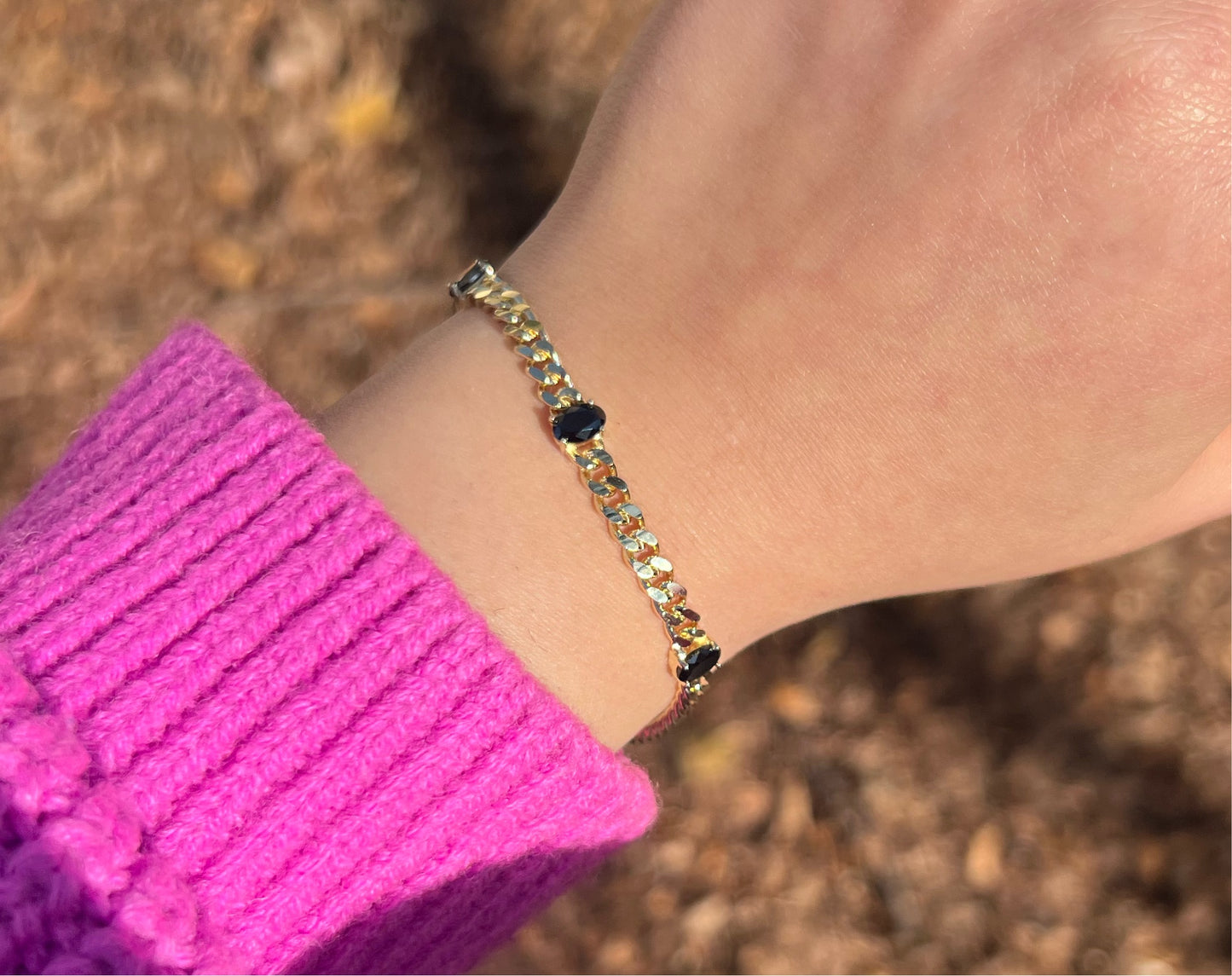 Black Oval Chain Bracelet