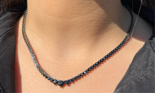 Graduated Black CZ Tennis Necklace