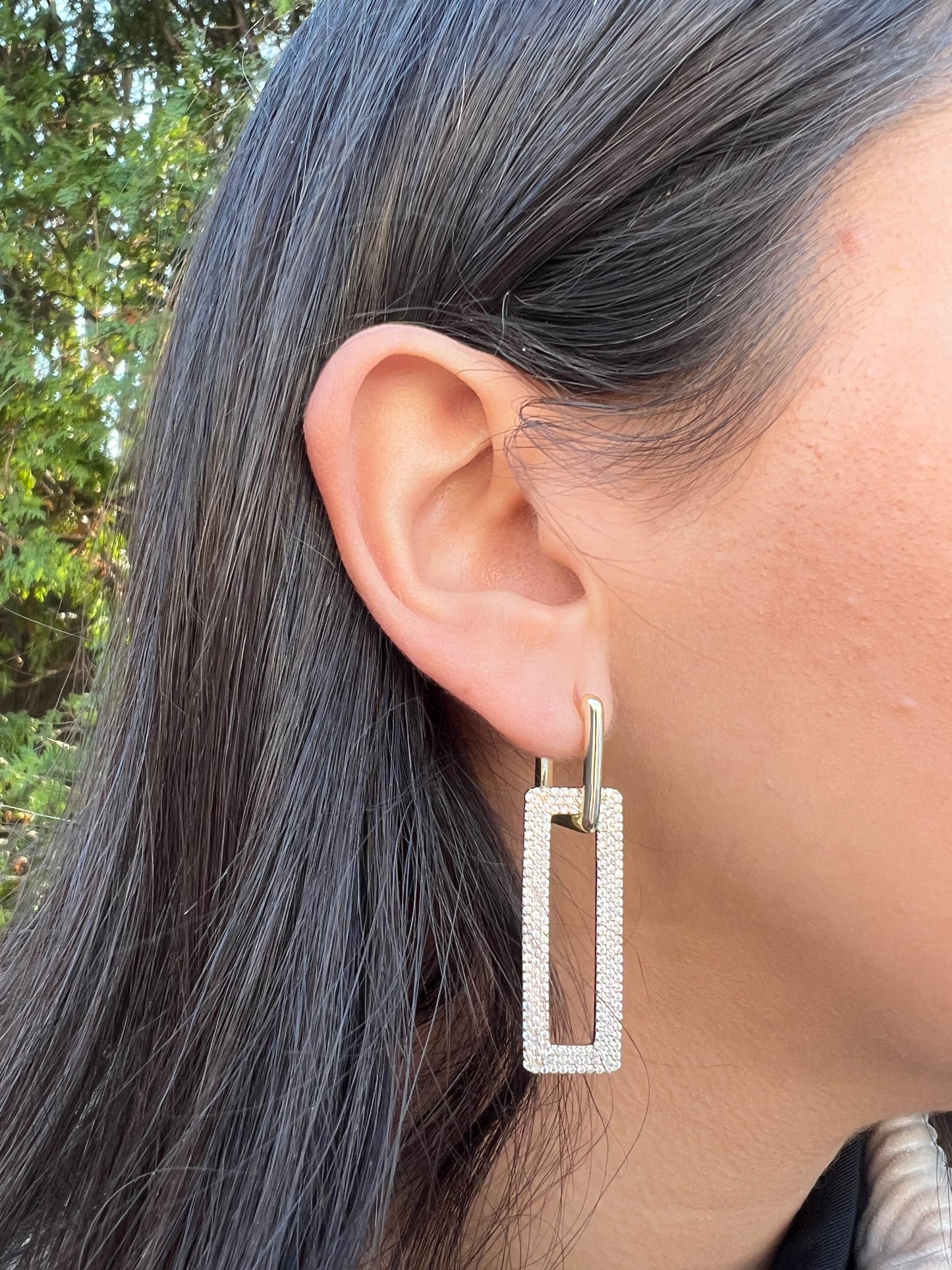 Rectangle Hanging Hoop Earring