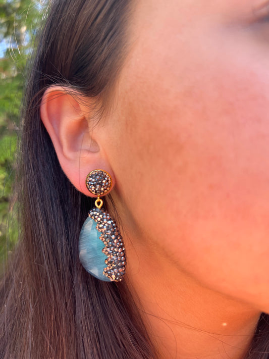 Black X Blue Earrings