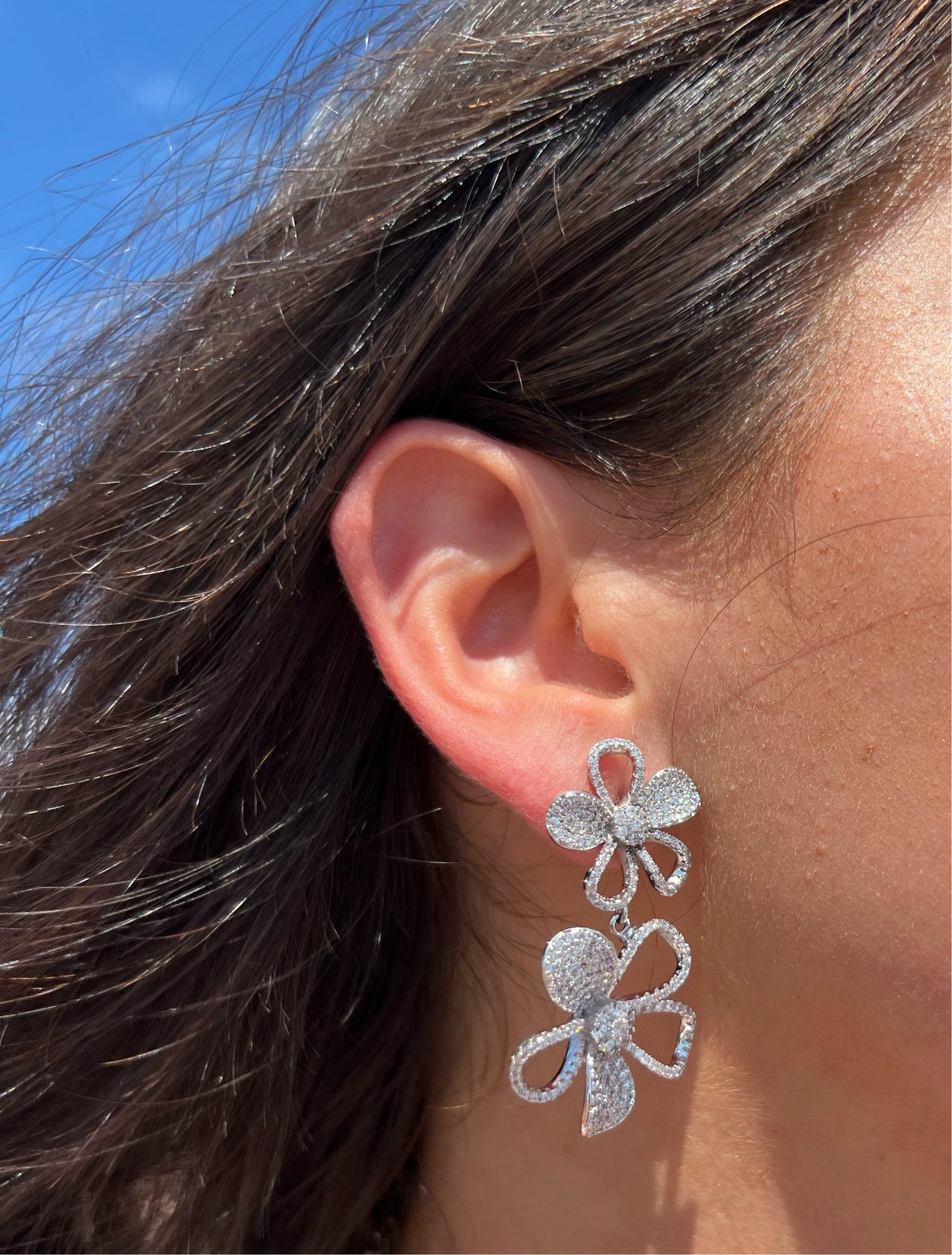 Open Double Flower Earrings