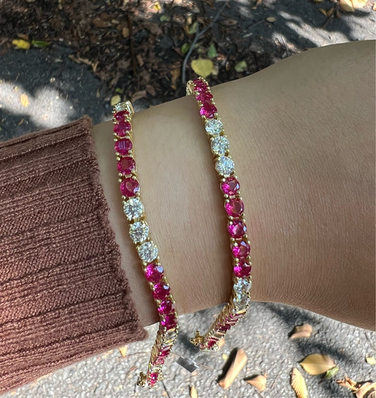 Pink Ruby X CZ Bracelet