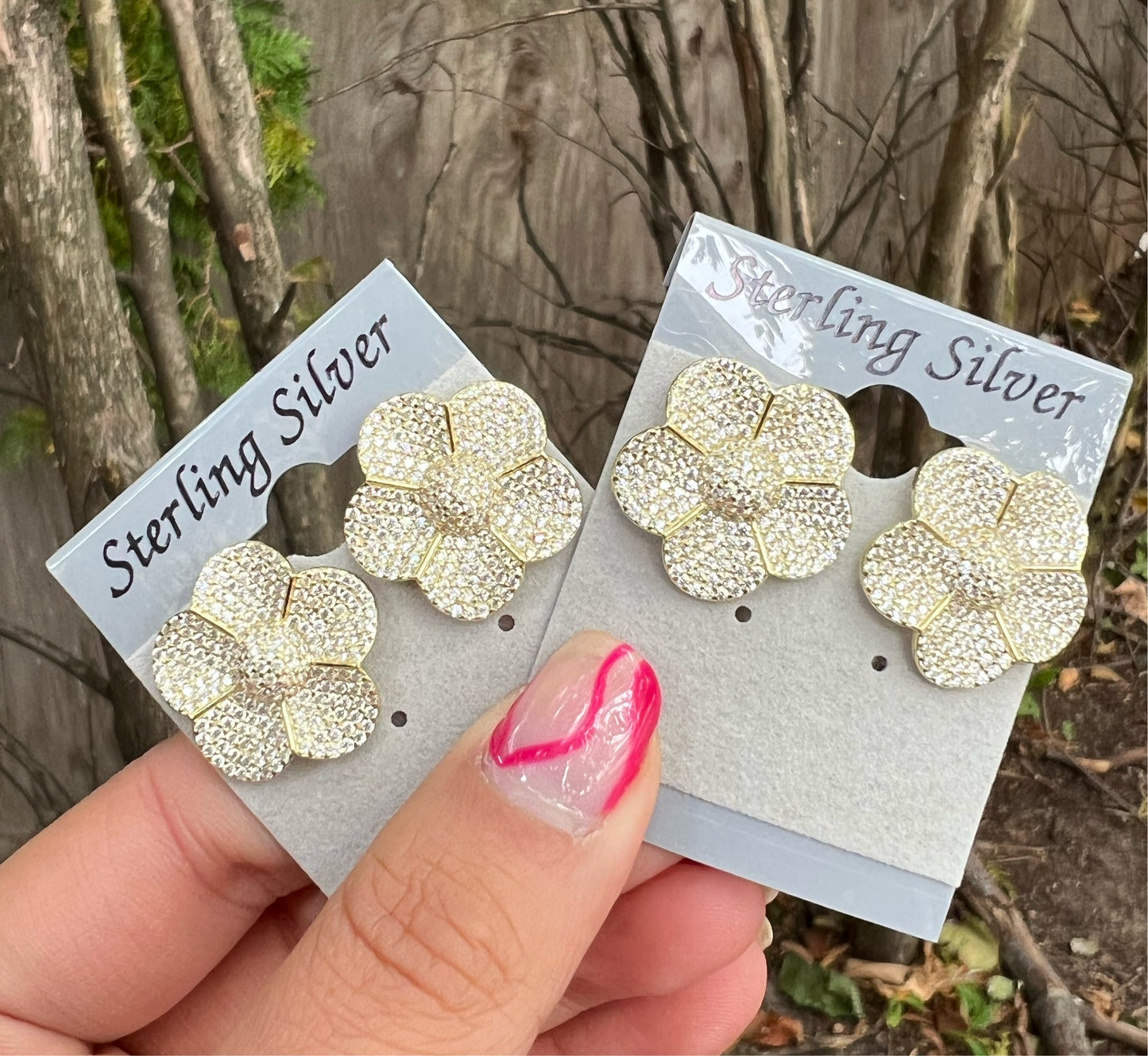 Pave Flower Stud Earrings