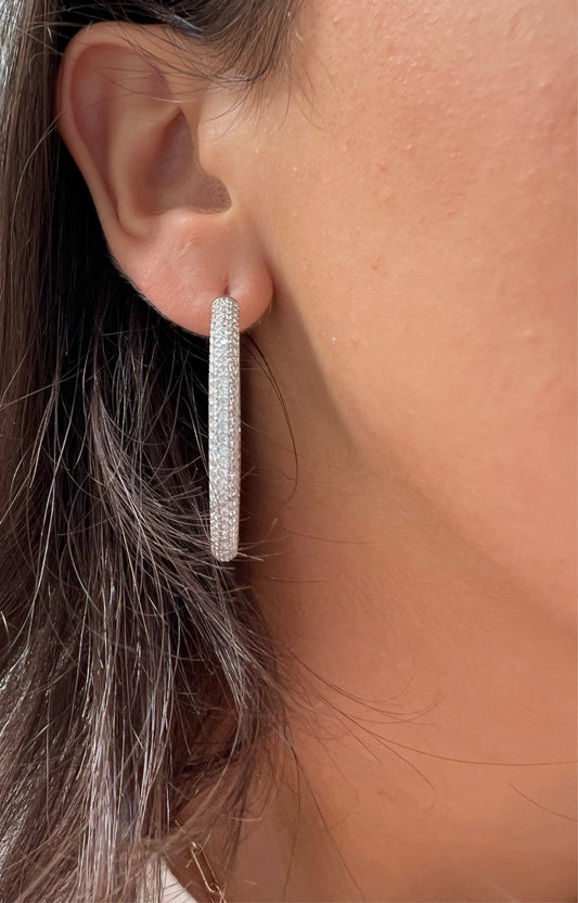 Pave CZ Hoop Earrings