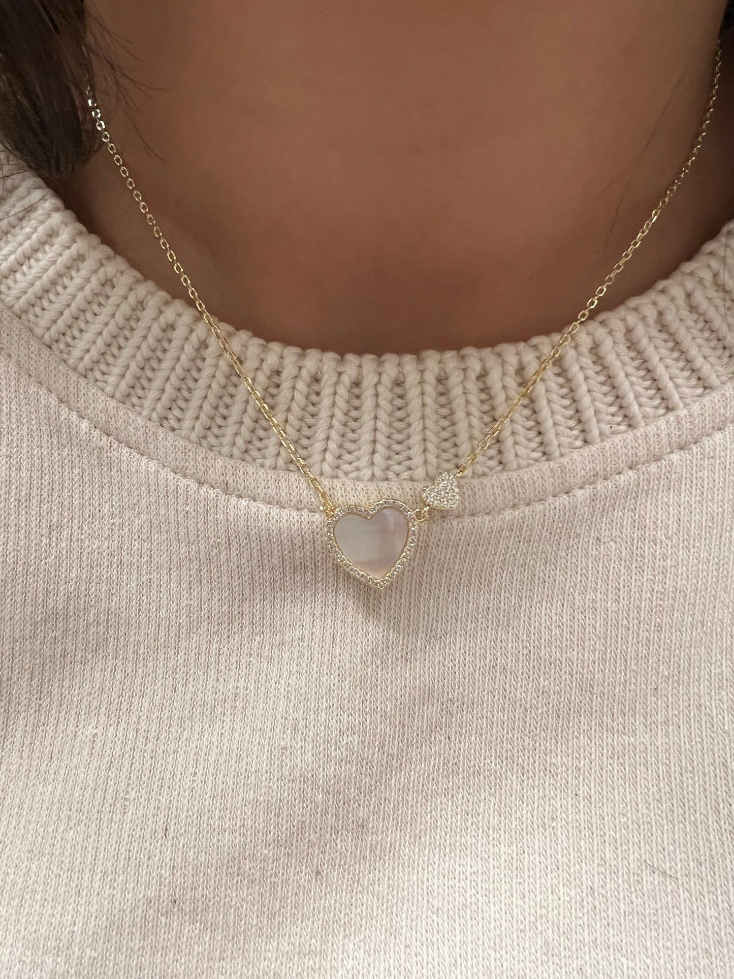 Double heart Pearl Necklace