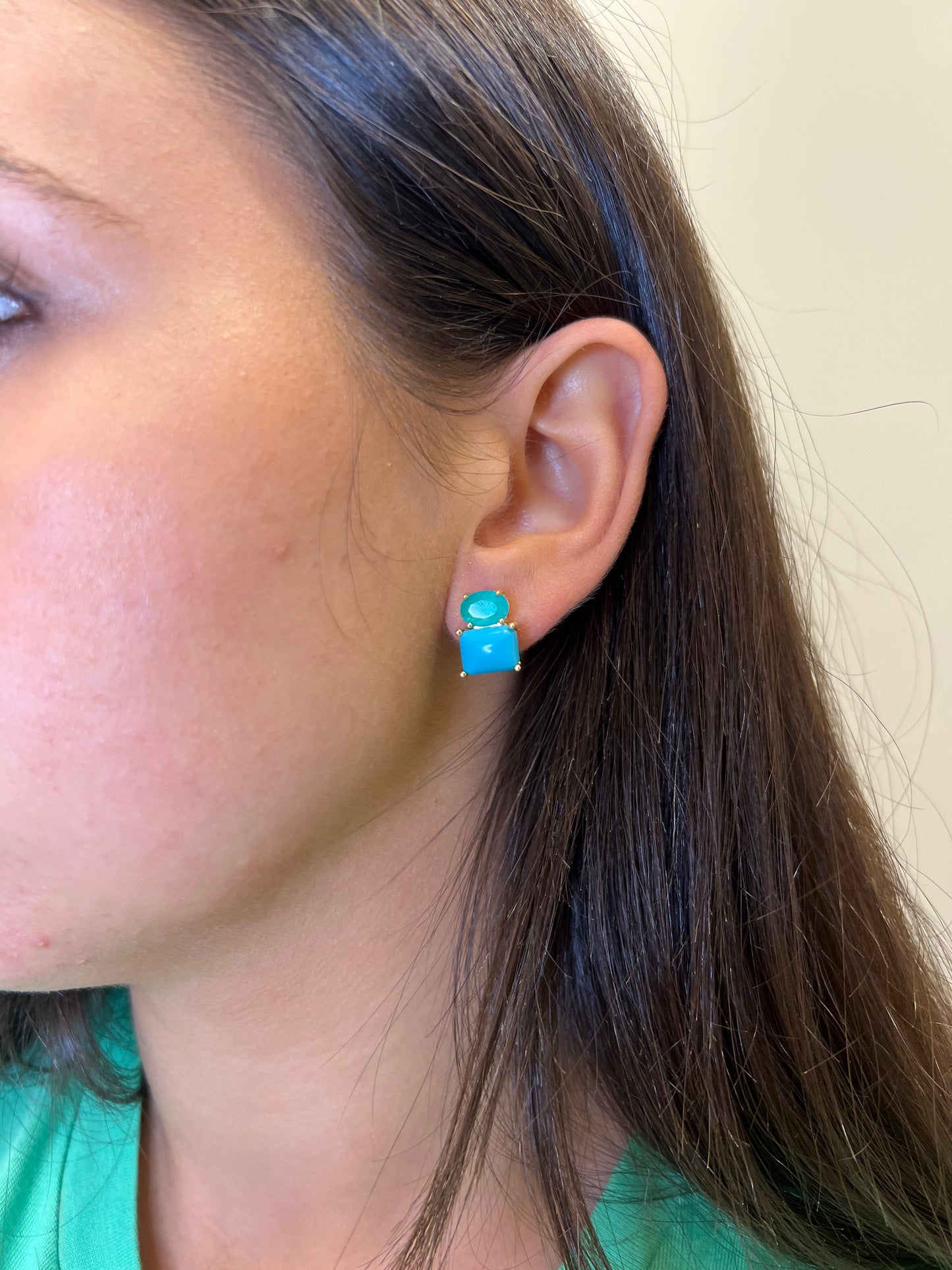 Turquoise X Smokey Aquamarine Earrings