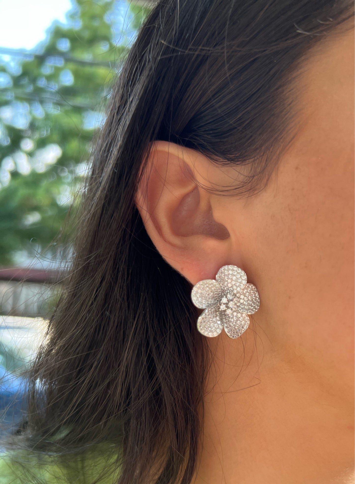 Pave Petal Earrings