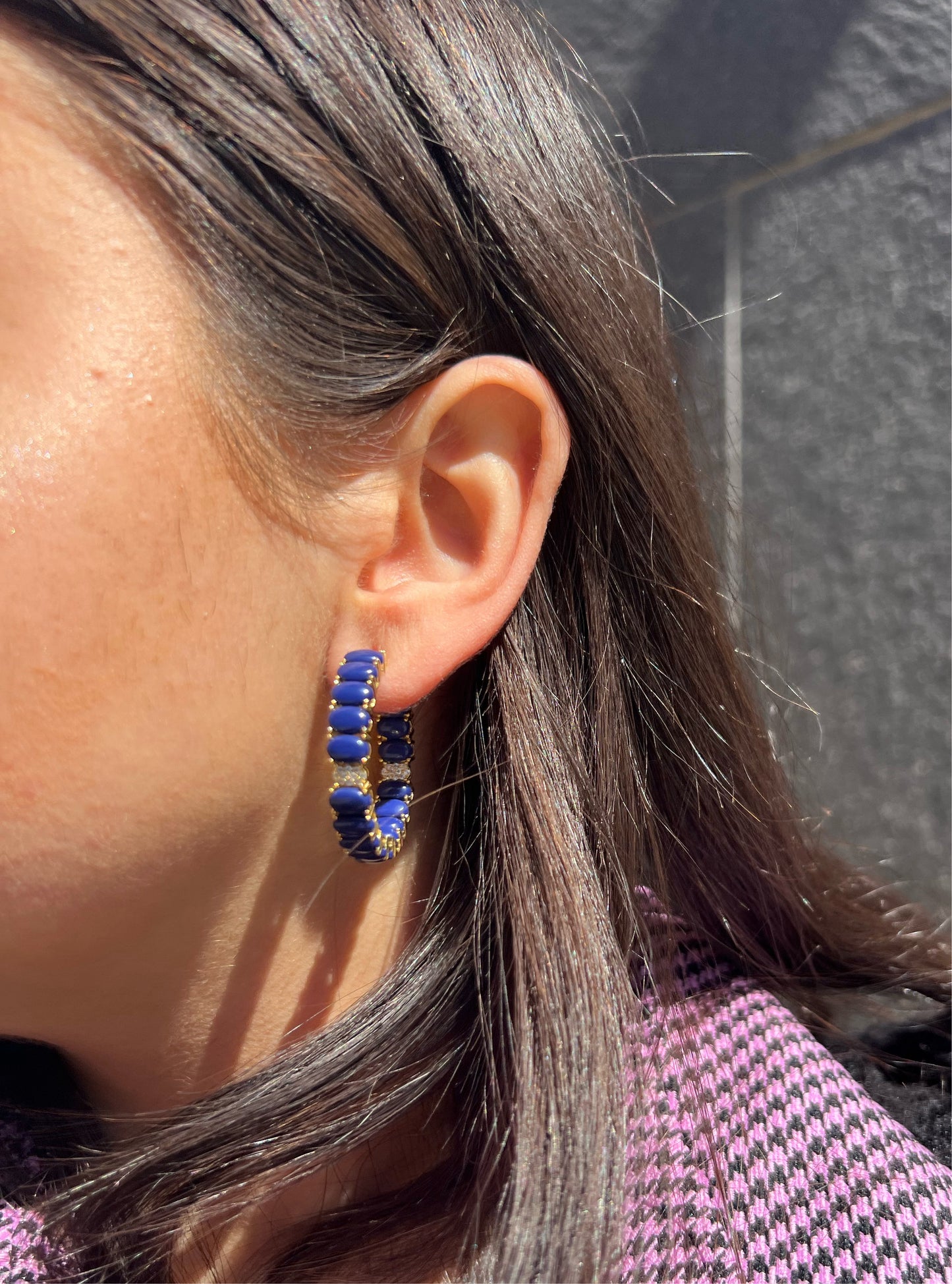 Blue Precious Hoop Earring