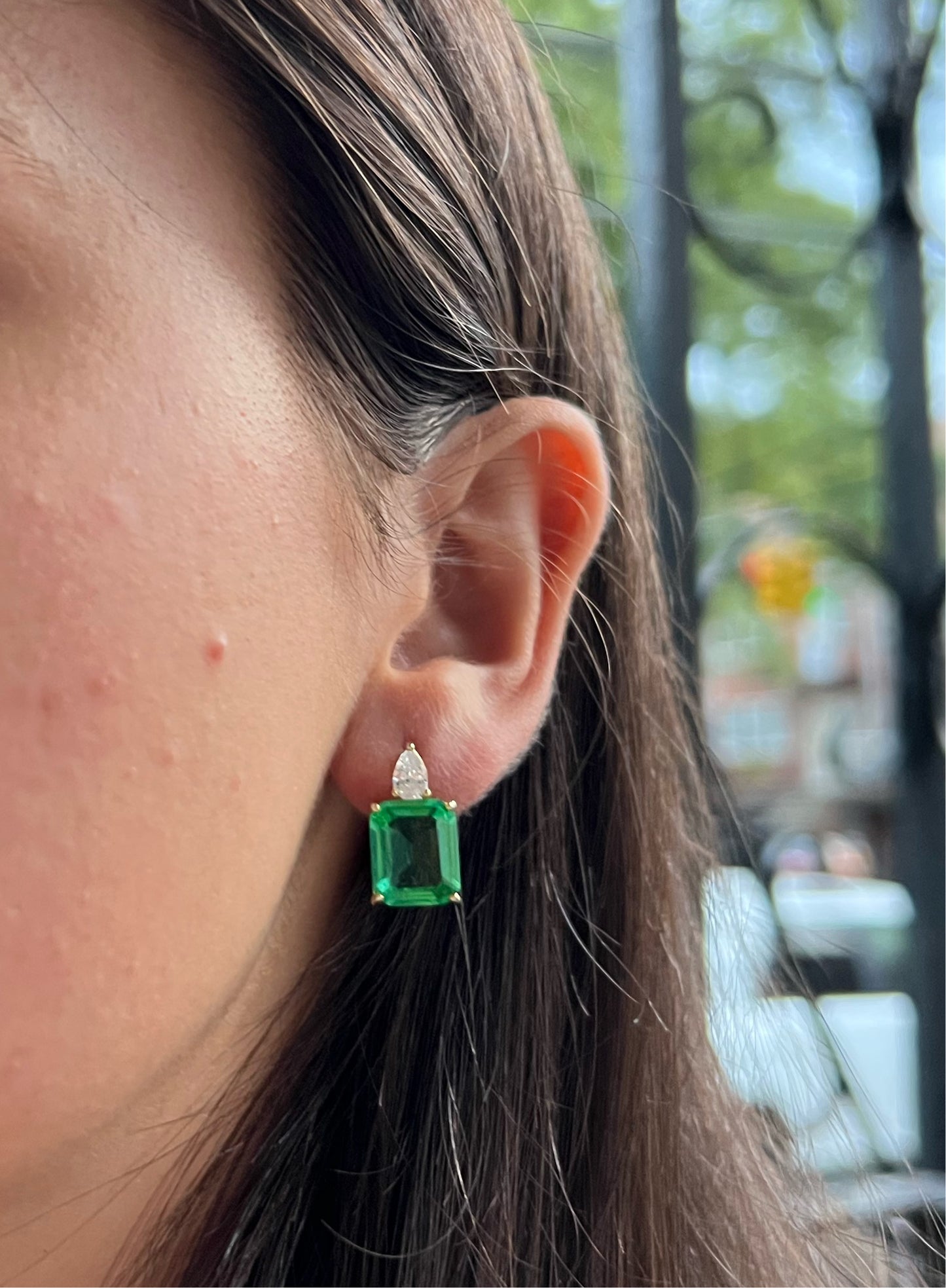 Green Amethyst Hanging Earrings