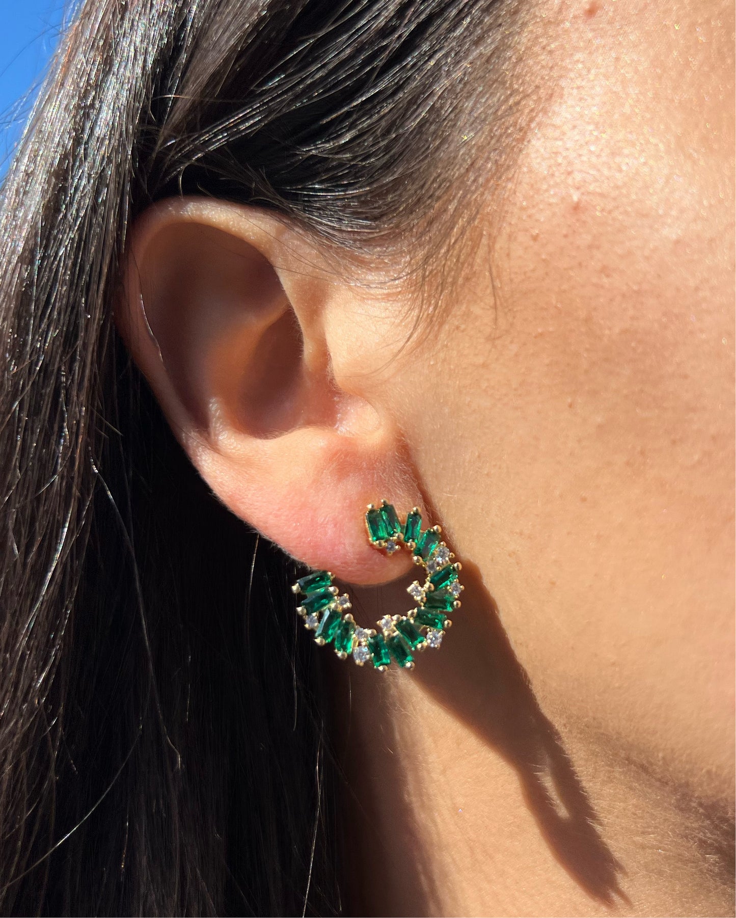 Emerald Green Open Earrings