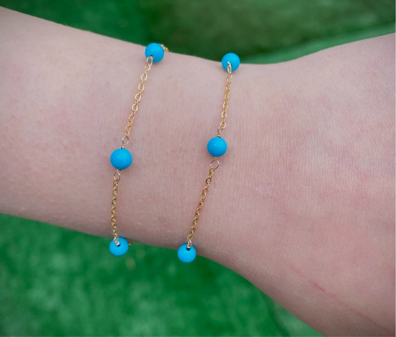 The ClassicJewlz 14KT Gold Filled Turquoise Bracelet