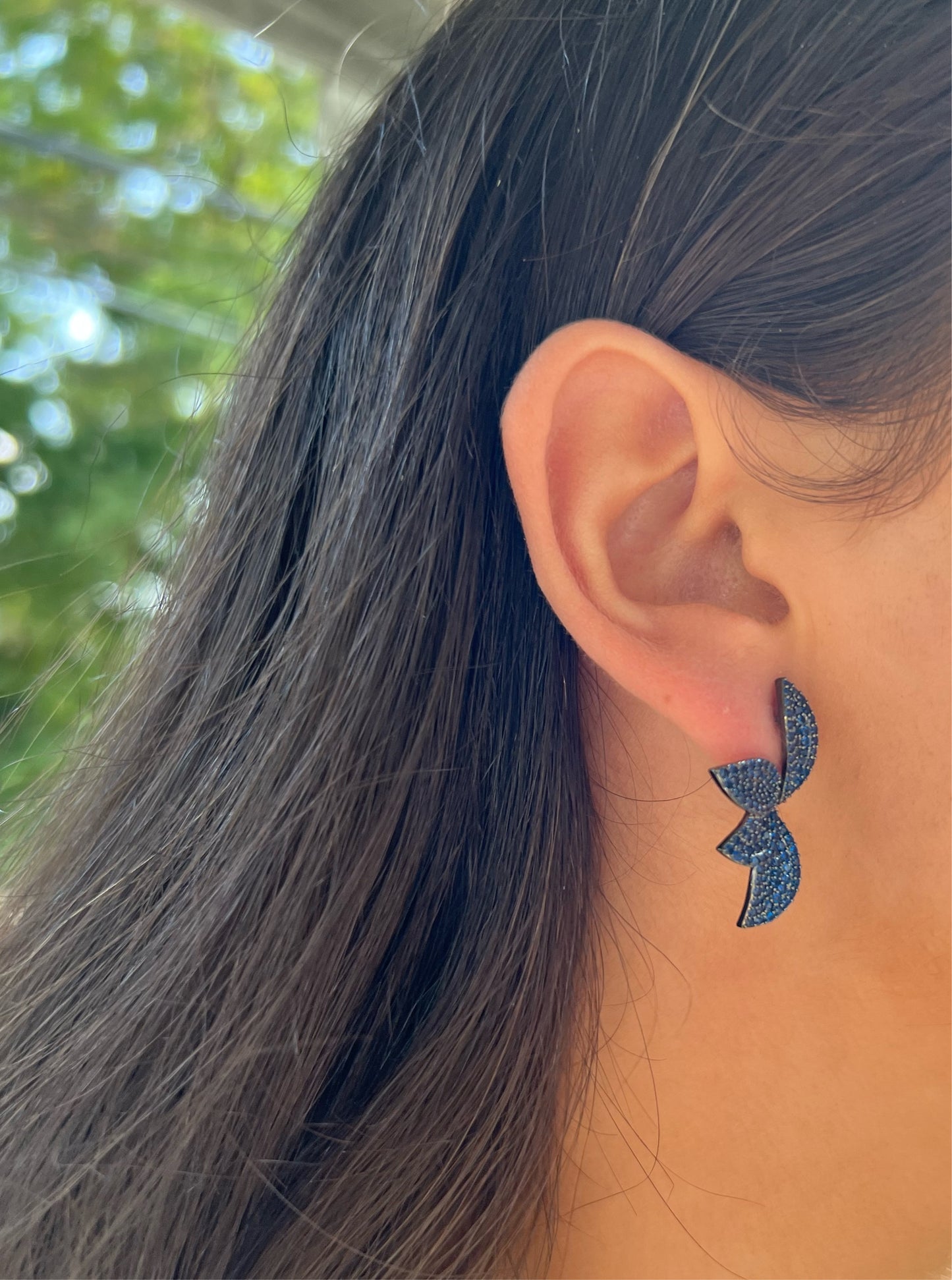 Half Petal Sapphire Earrings