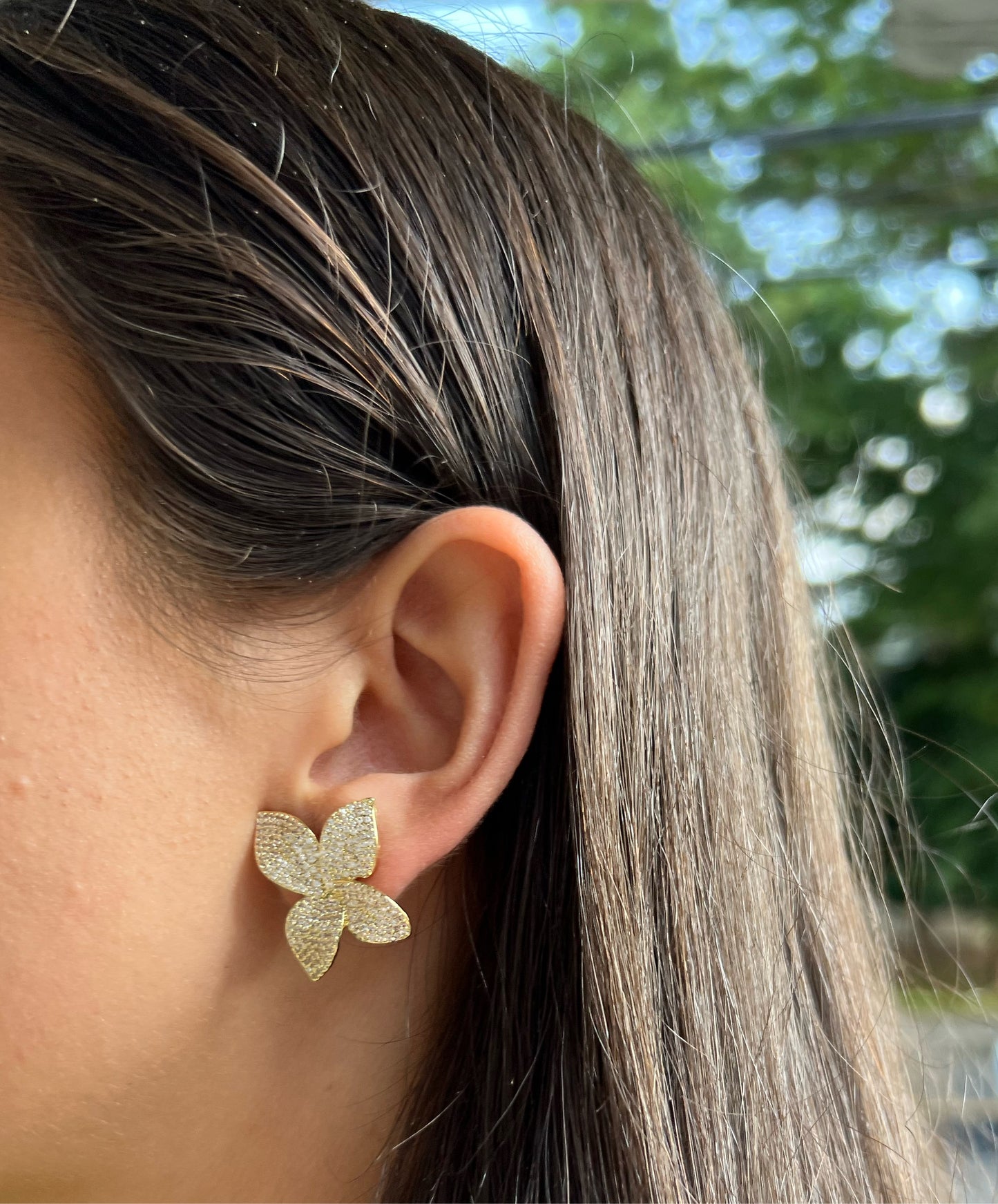 Flower Pave Petal Earrings