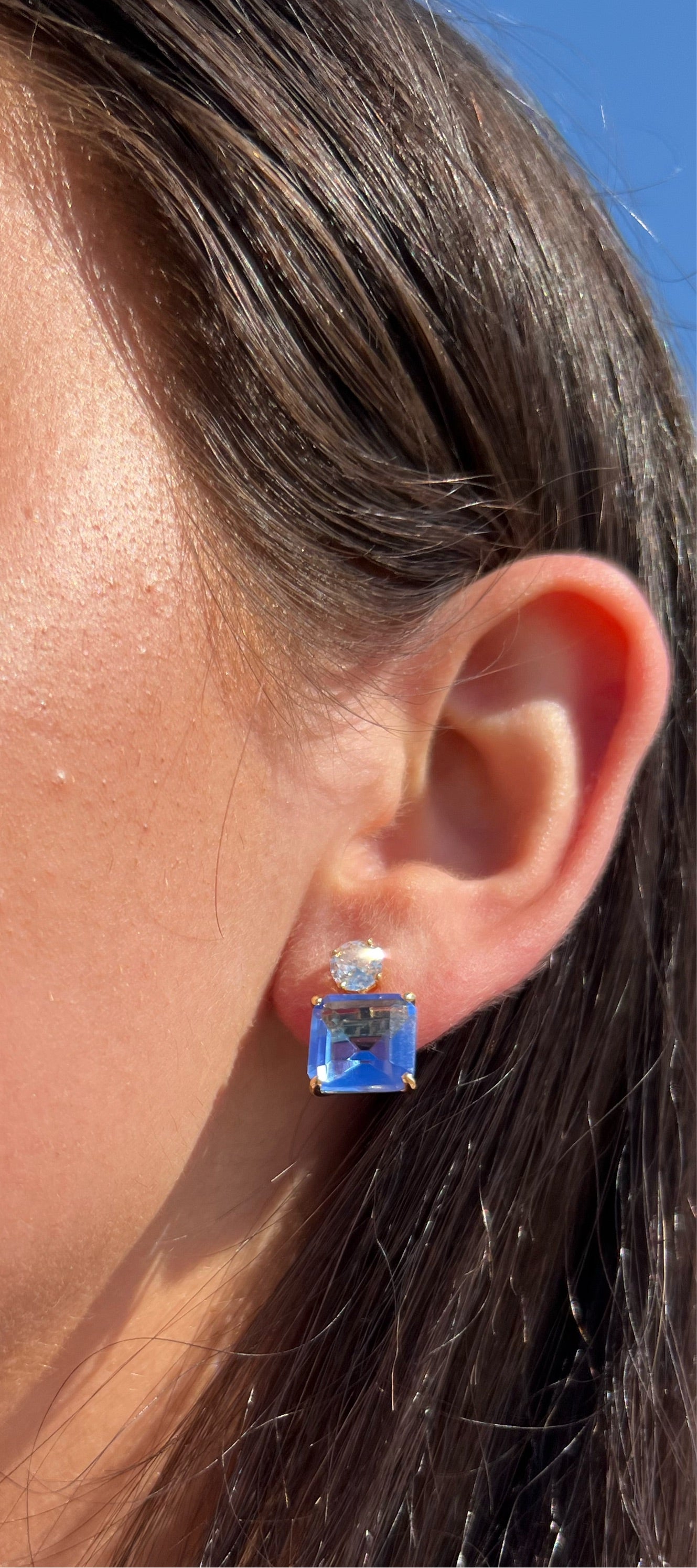 Deep Blue Squared Stud Earrings