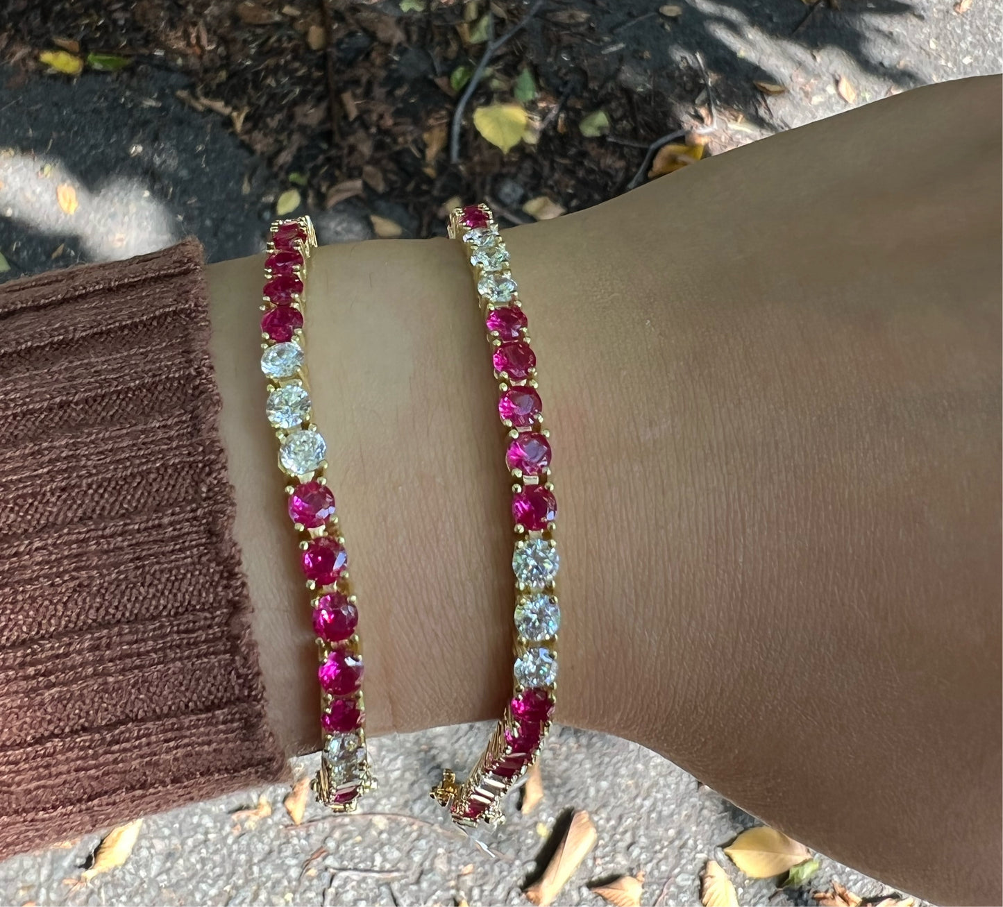 Pink Ruby X CZ Bracelet