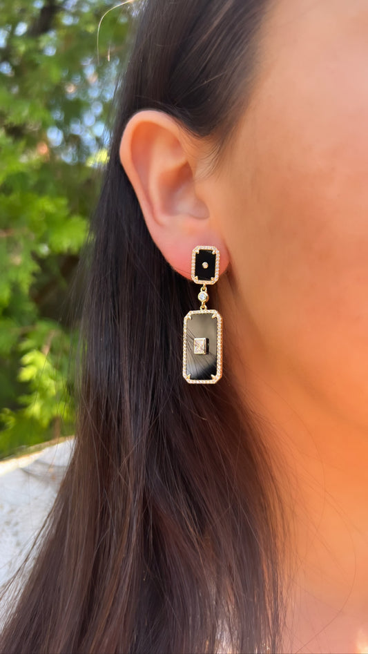 Vintage Vibed Modern Black Onyx Earrings