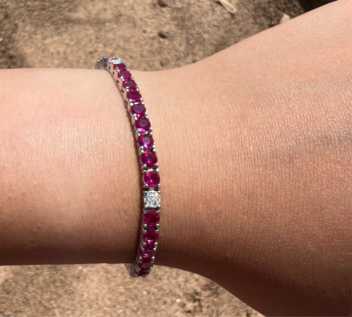 Pink Ruby X CZ Tennis Bracelet