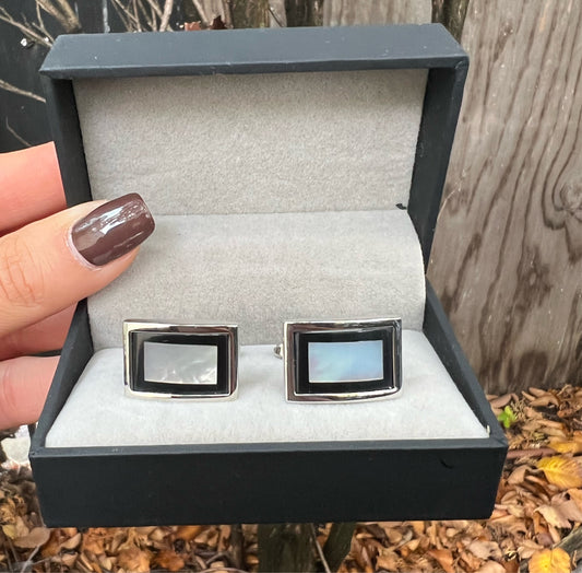 Rectangular Pearled Cufflinks