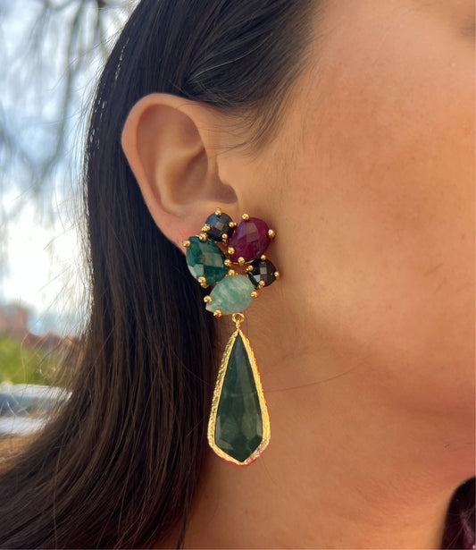 Cluster Stoned Earrings