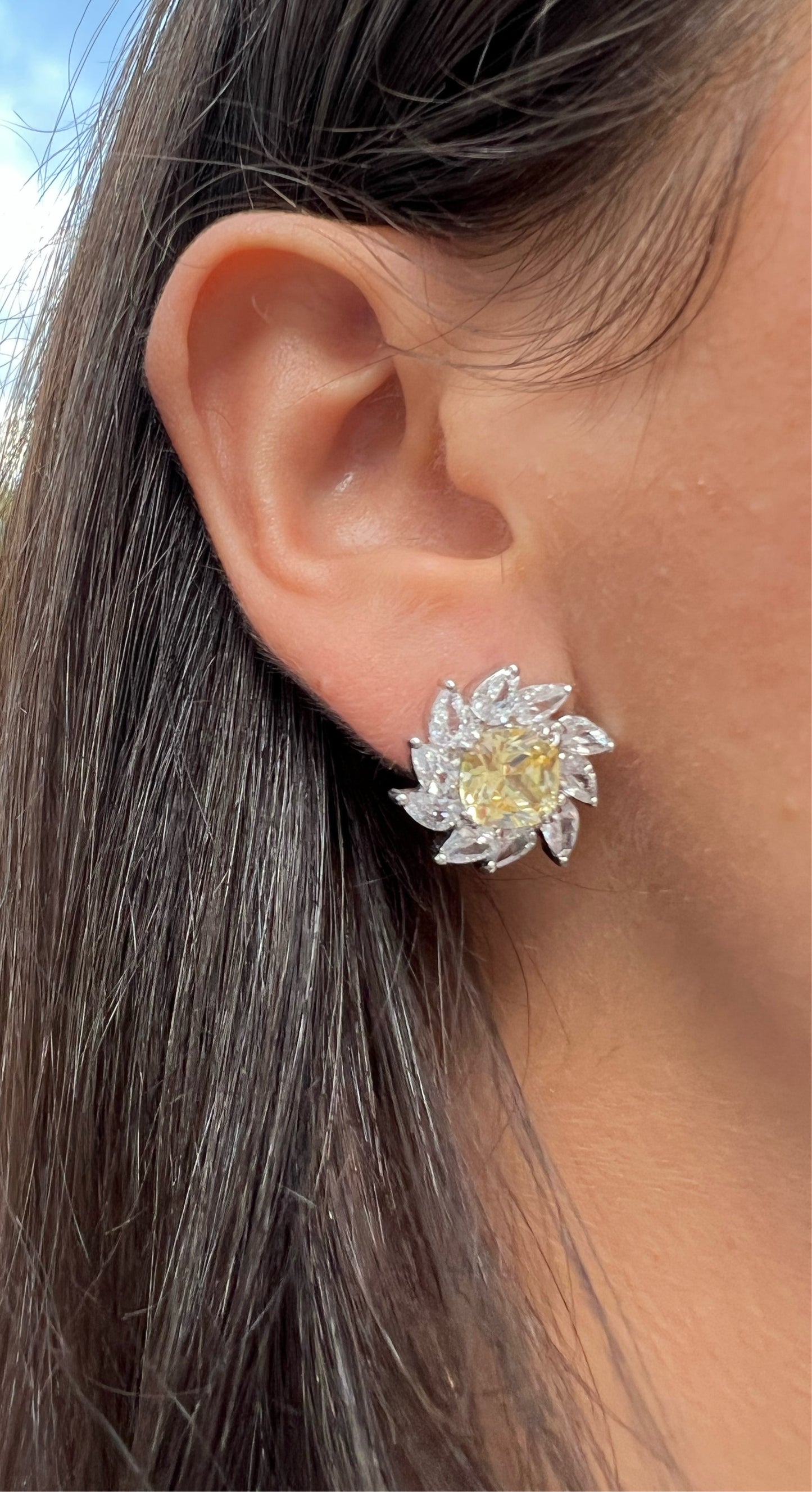 Yellow Topaz n CZ Earrings