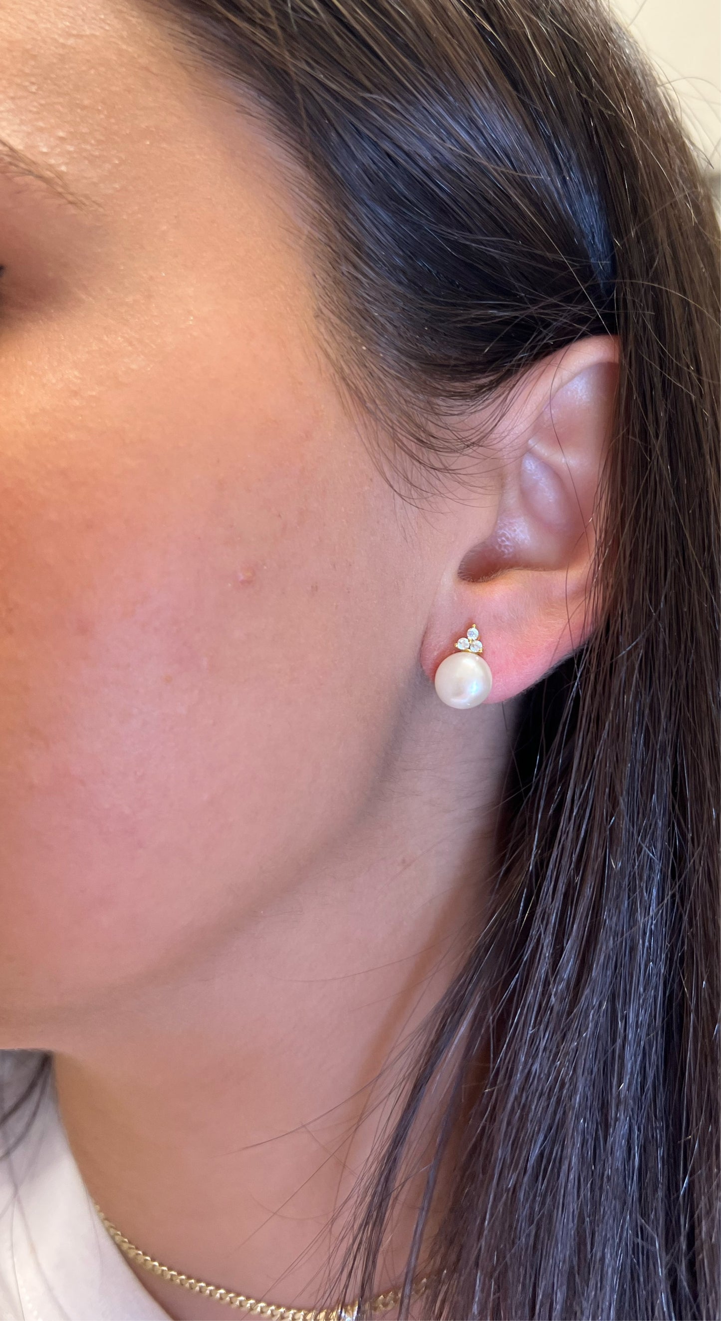 Fresh Water Pearl Button Earrings