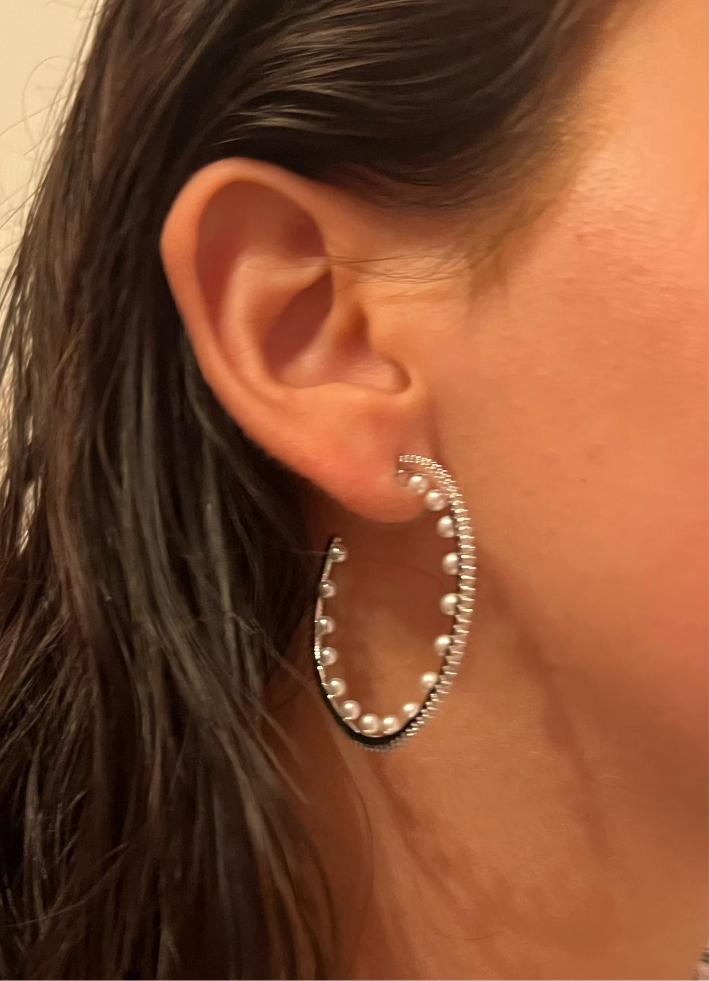 FUNKY Pearl X CZ Hoop Earrings