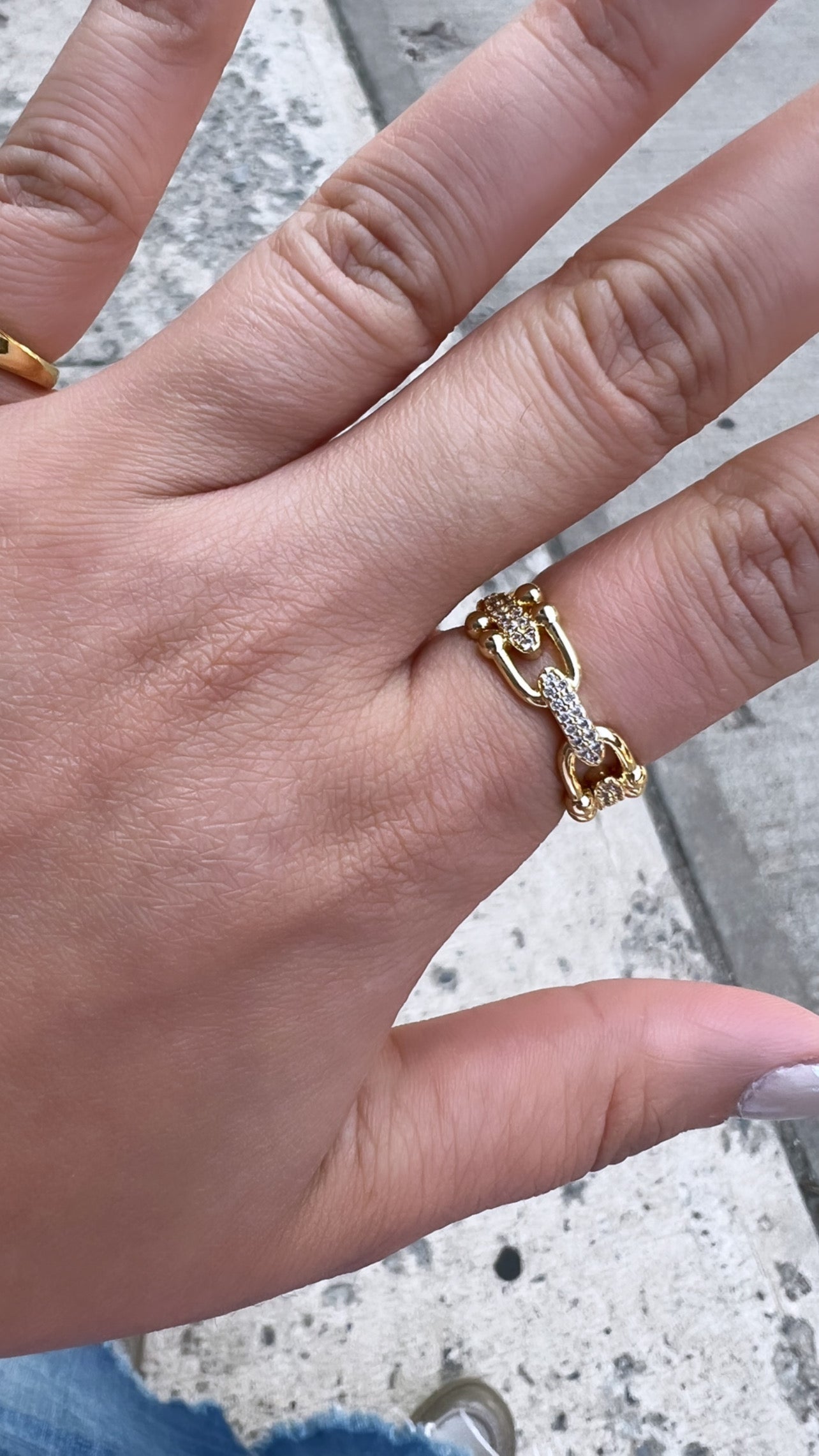 Gold Chain Ring With CZ