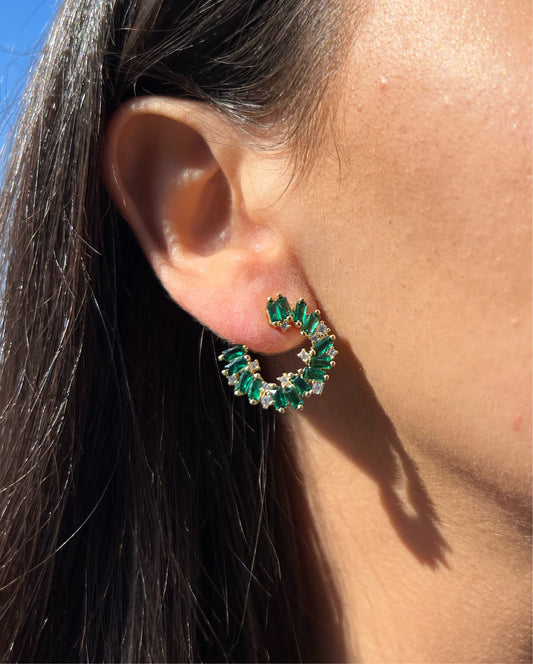 Emerald Green Open Earrings