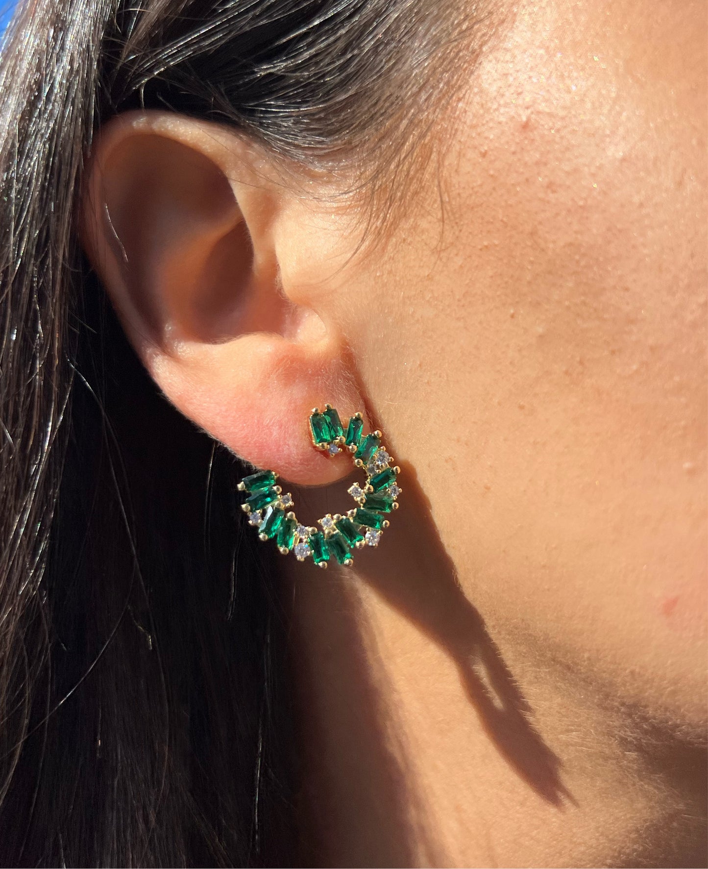 Emerald Green Open Earrings