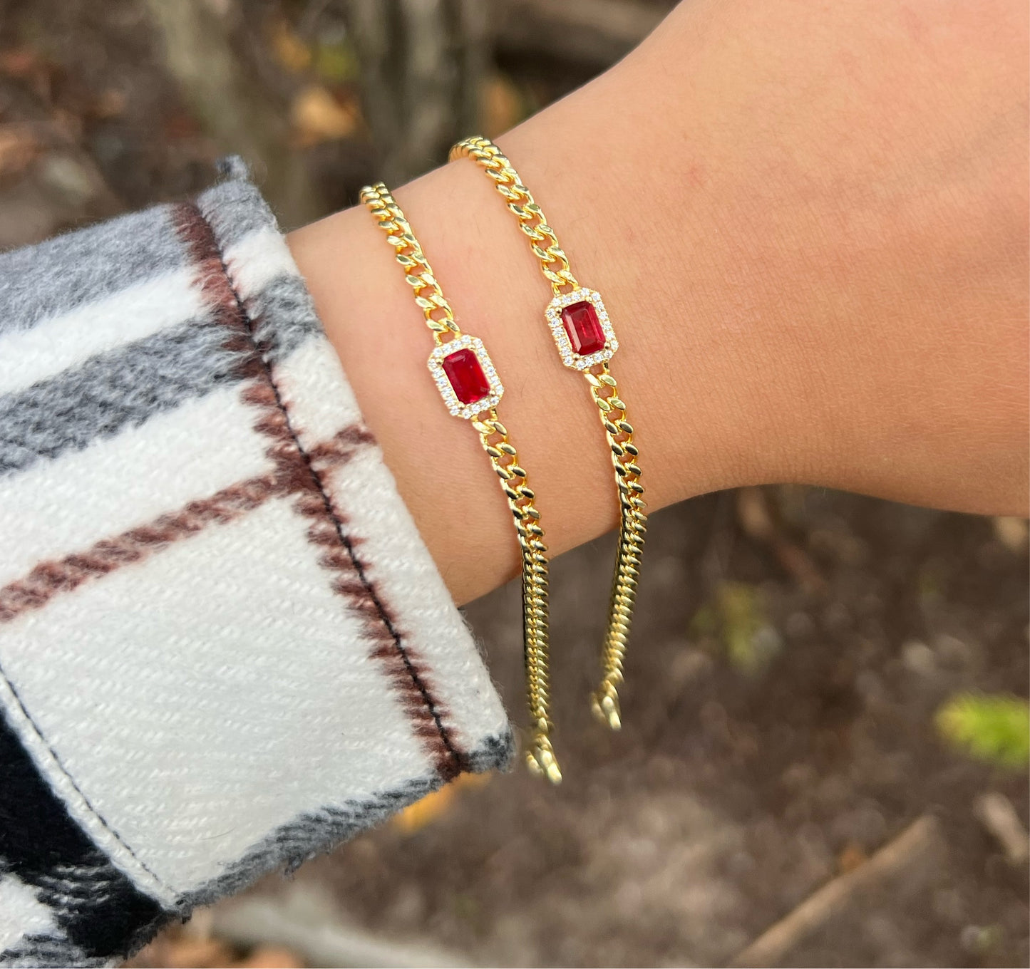 Ruby Centered Chain Bracelet