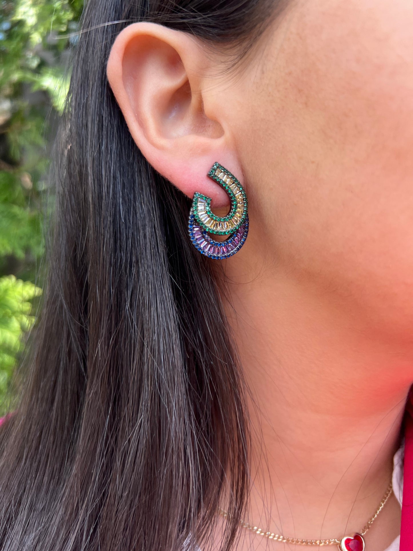 Double Looped Colored Earrings