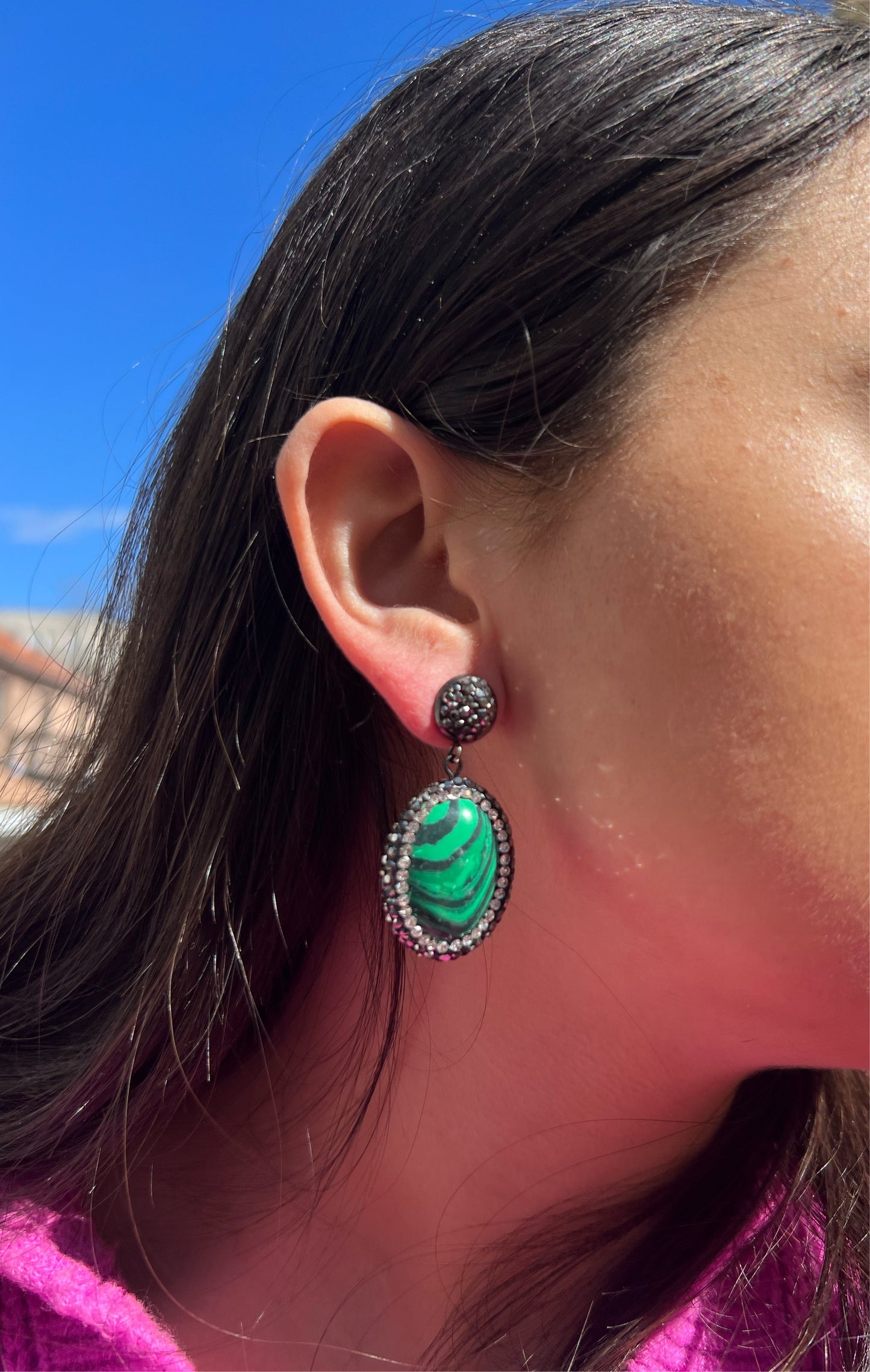 Lined Green Earrings