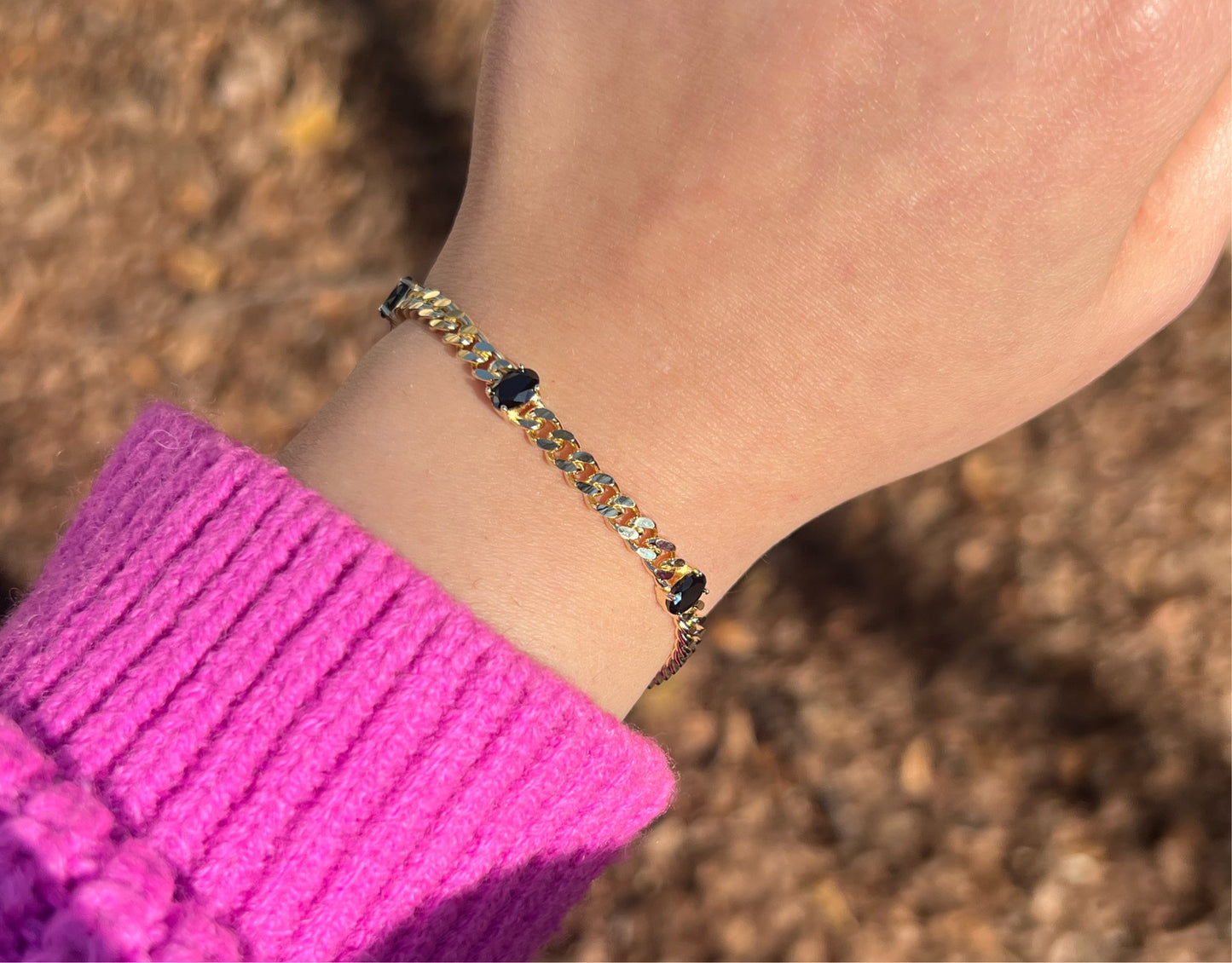 Black Oval Chain Bracelet