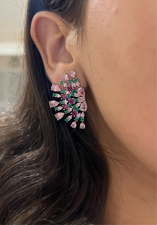 Pink Fan Earrings