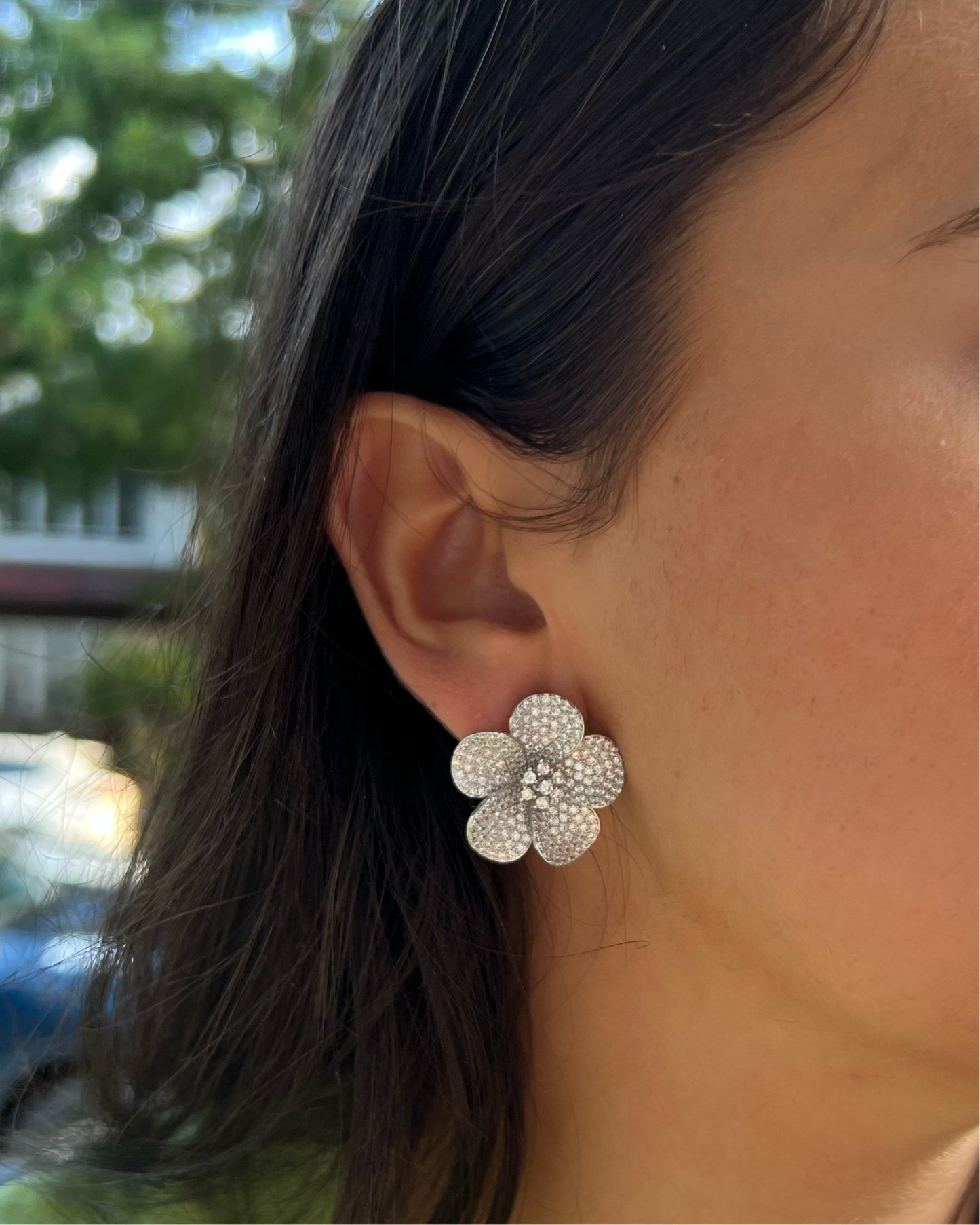 Pave Petal Earrings