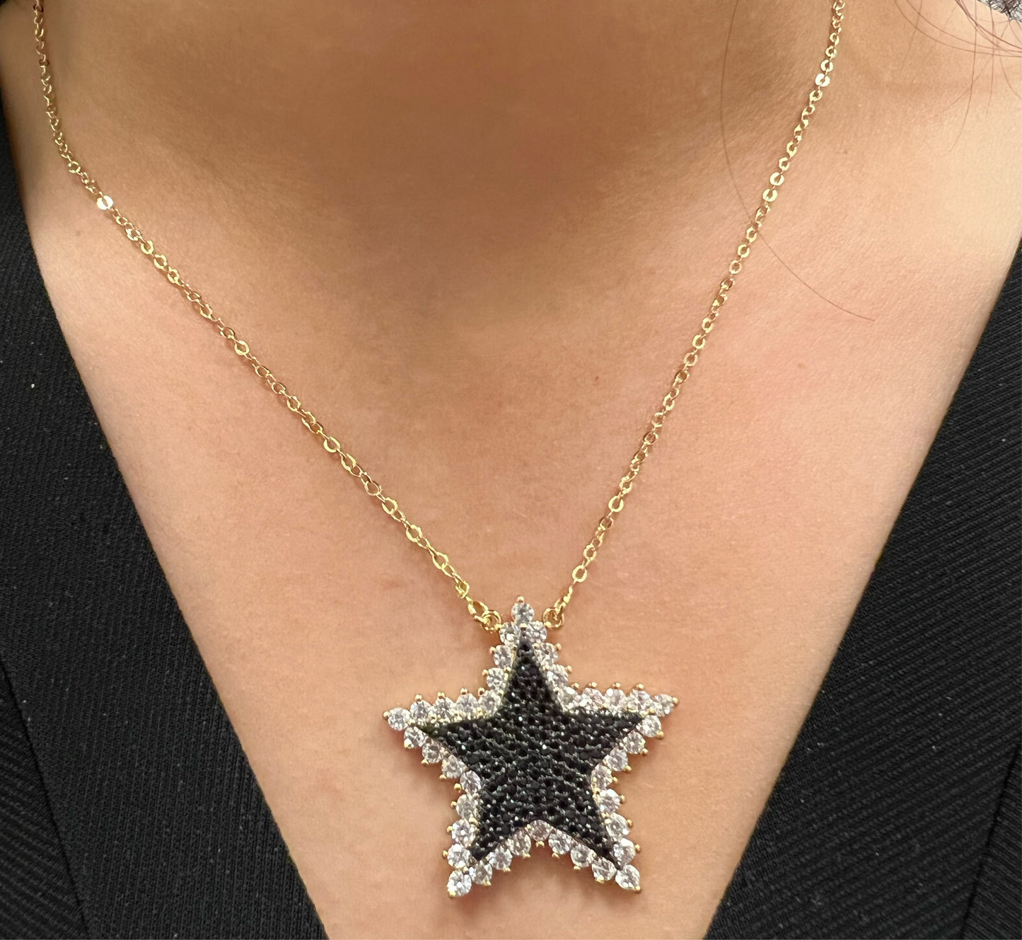 Black CZ Star Necklace