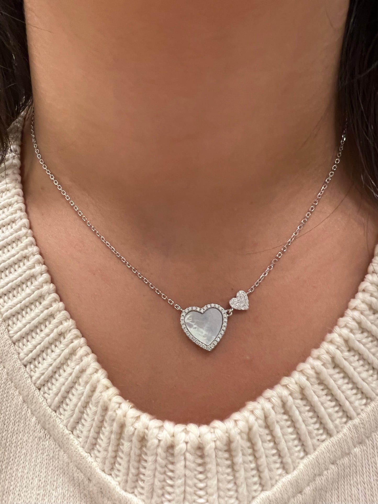 Double heart Pearl Necklace