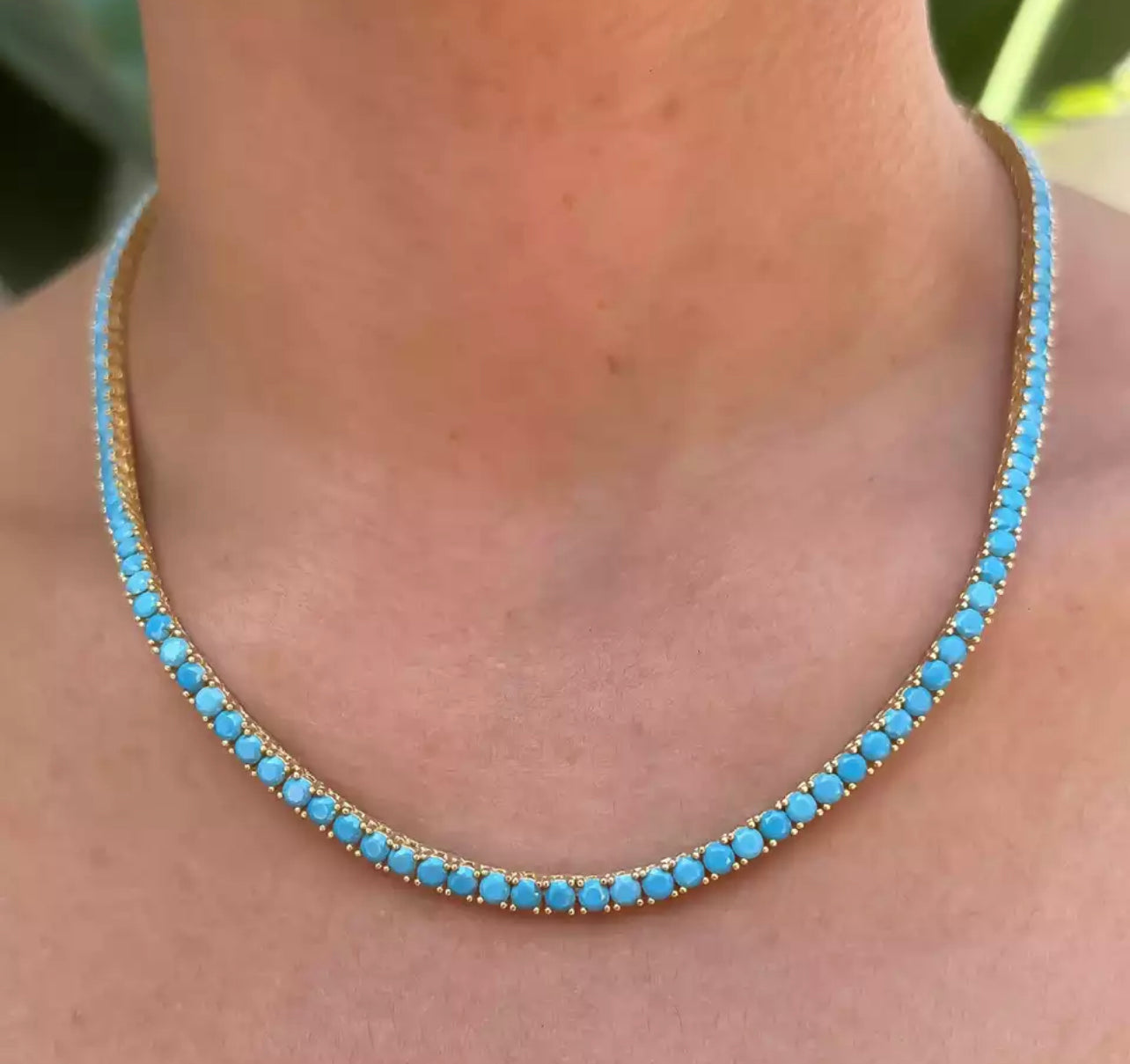 3 MM Turquoise Tennis Necklace