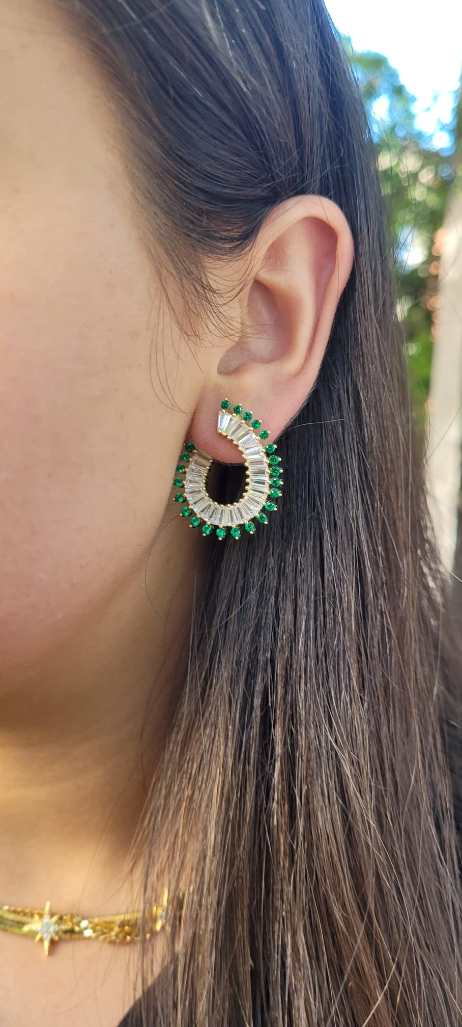 Emerald Green Spiked Earrings