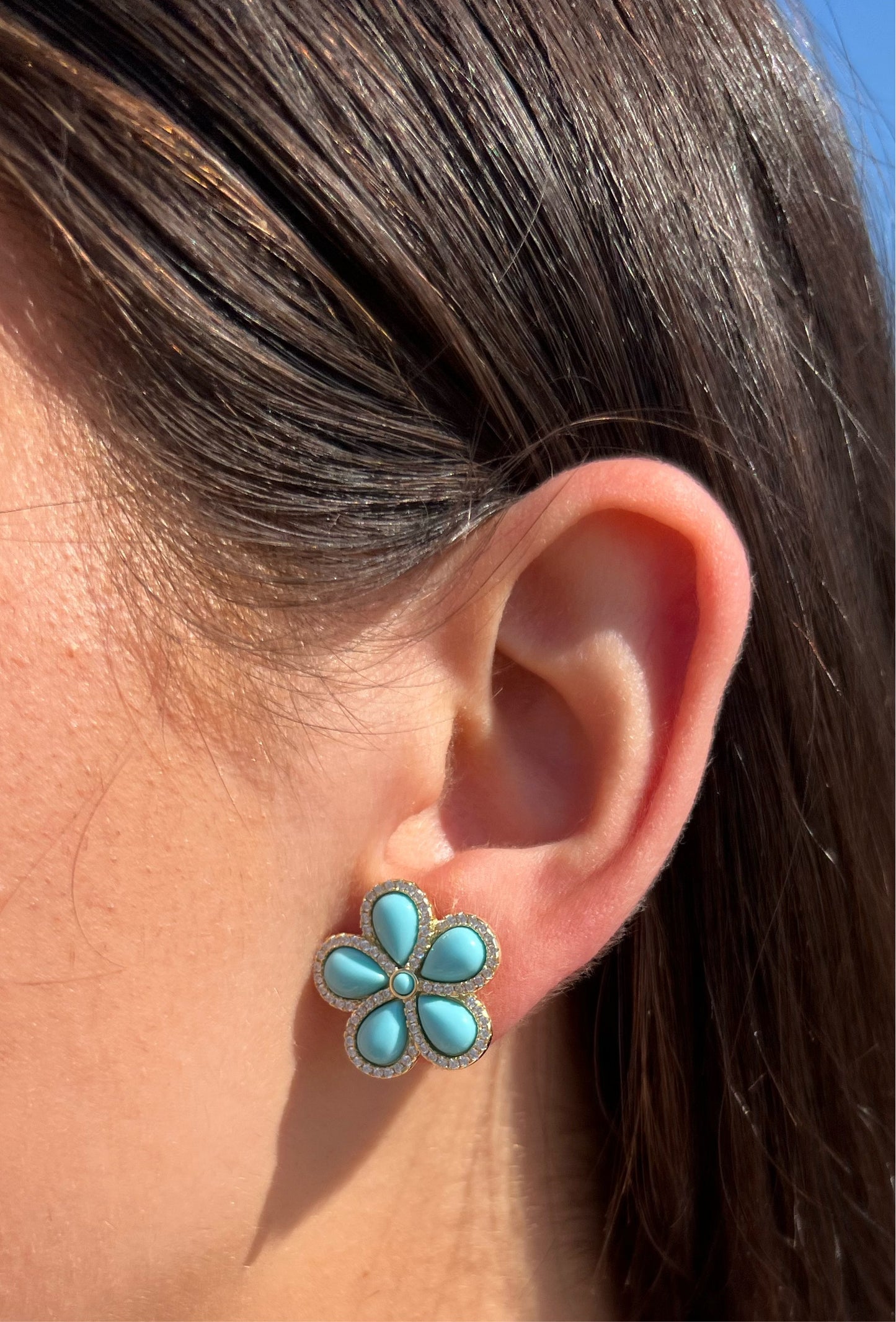 TURQUOISE X FLORAL EARRINGS