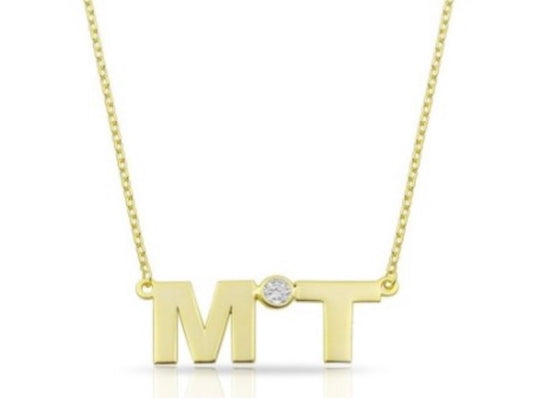 Initial Necklace centered CZ