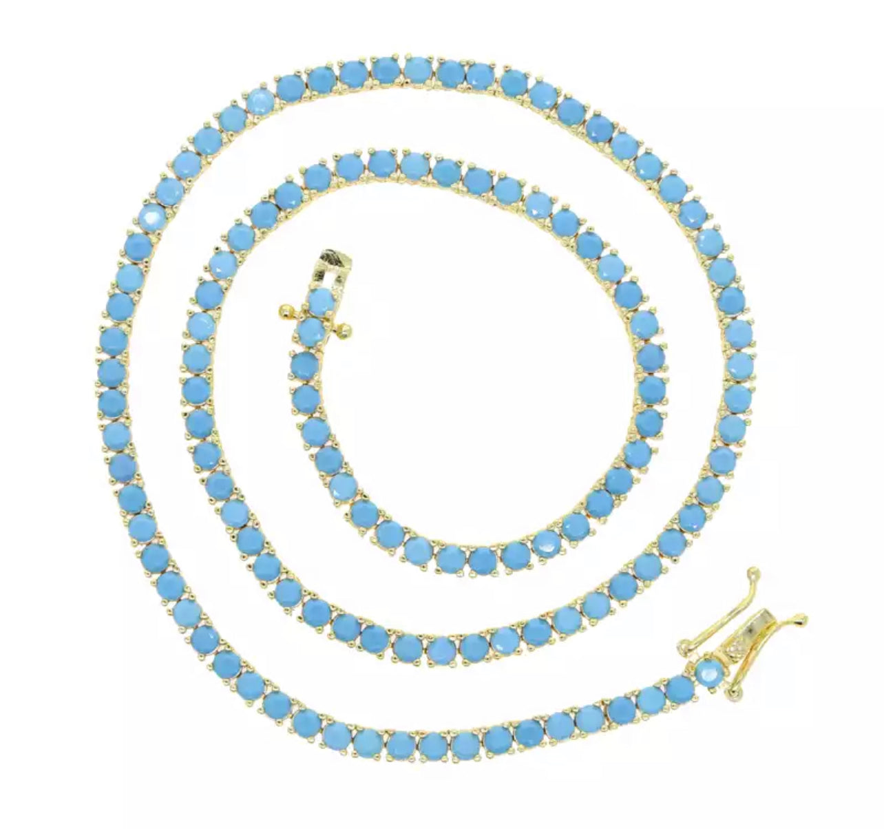 3 MM Turquoise Tennis Necklace