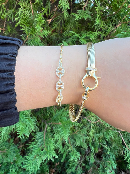 Snake chain lock bracelet