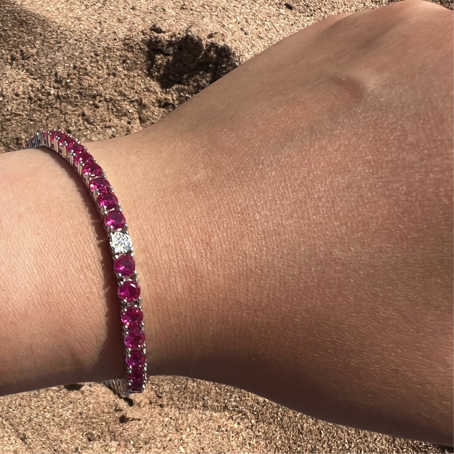 Pink Ruby X CZ Tennis Bracelet