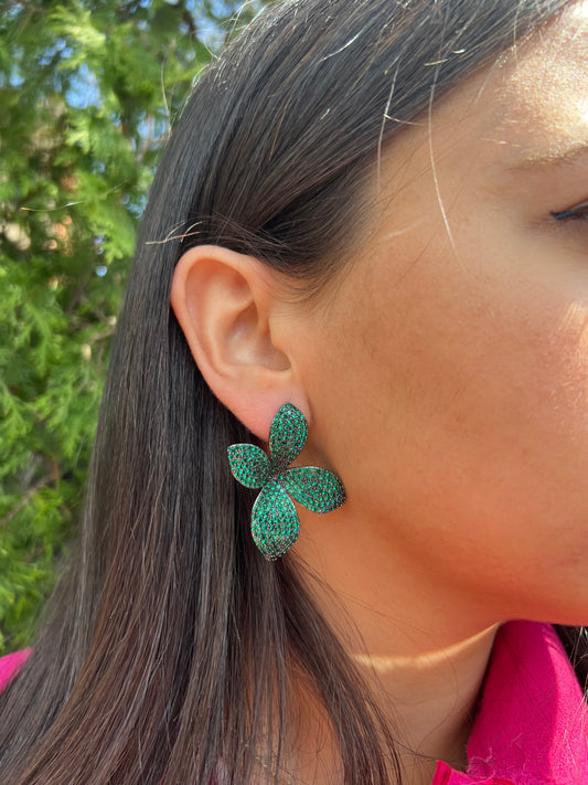 Green Petal Earrings