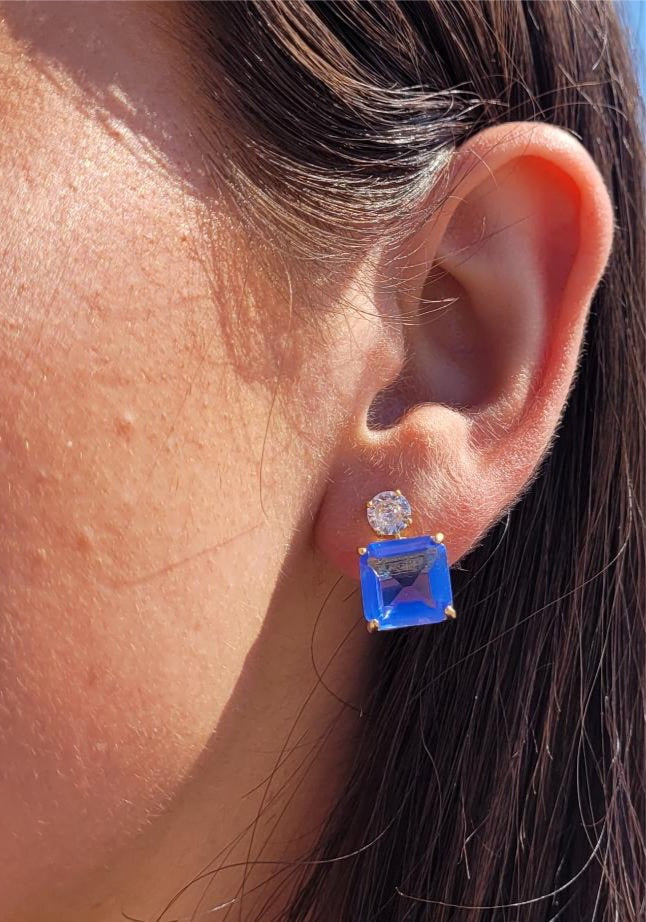 Deep Blue Squared Stud Earrings