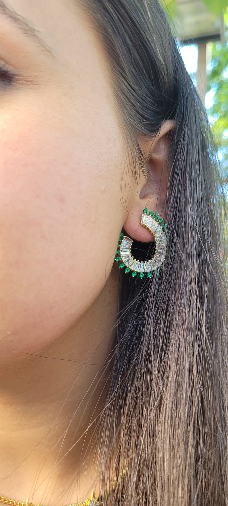 Emerald Green Spiked Earrings