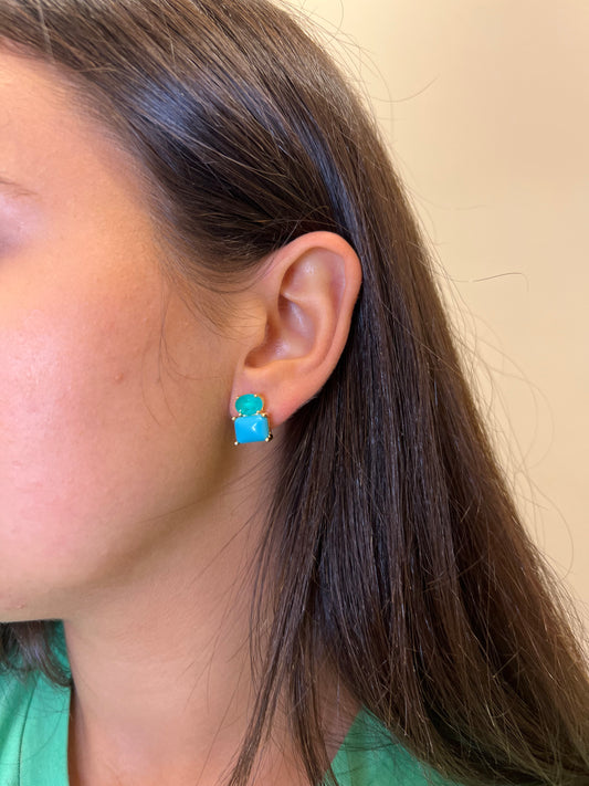 Turquoise X Smokey Aquamarine Earrings